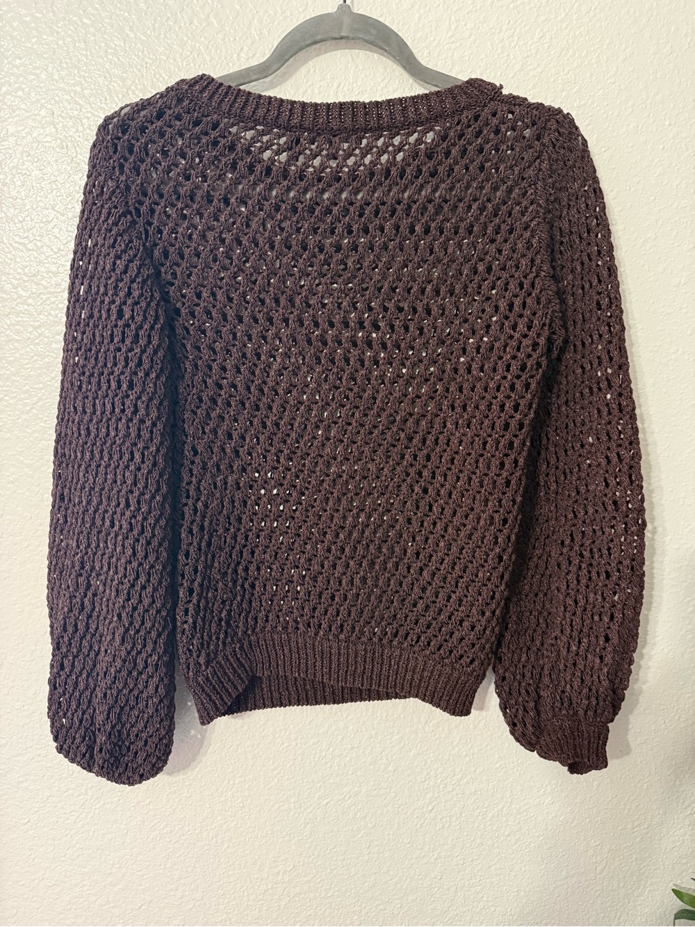 Theory Open Knit Cotton Sweater Brown Size Small - Picture 3 of 3